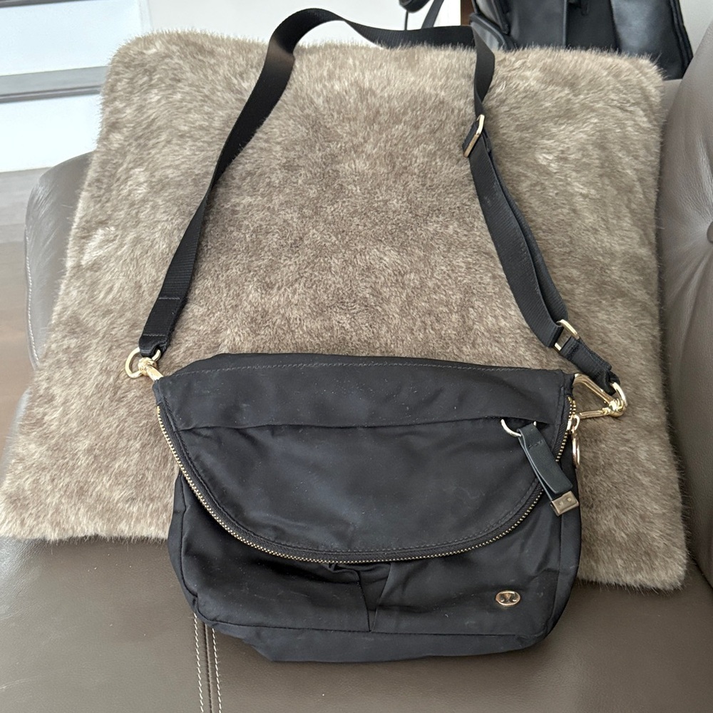 lululemon athletica Black Crossbody with Gold Hardware